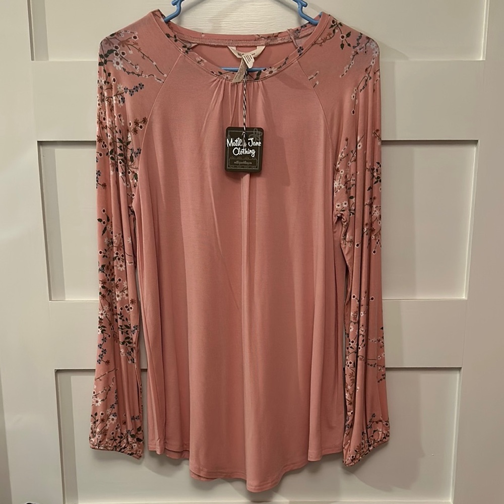 Matilda Jane pink floral baseball tee NWT